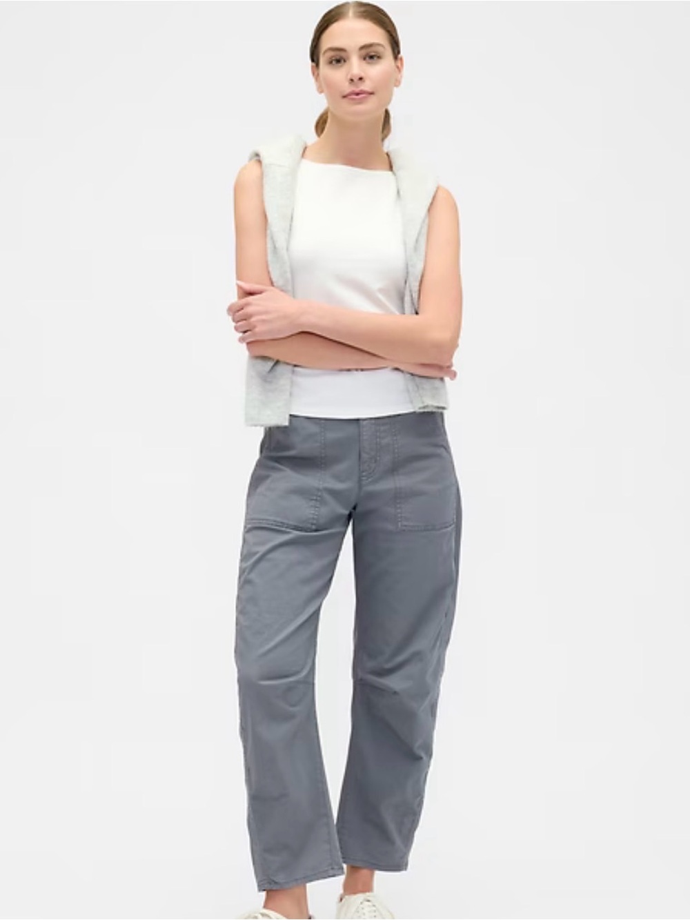 GAP High Rise Barrel Khakis Size 8 Pants New Shadow Gray